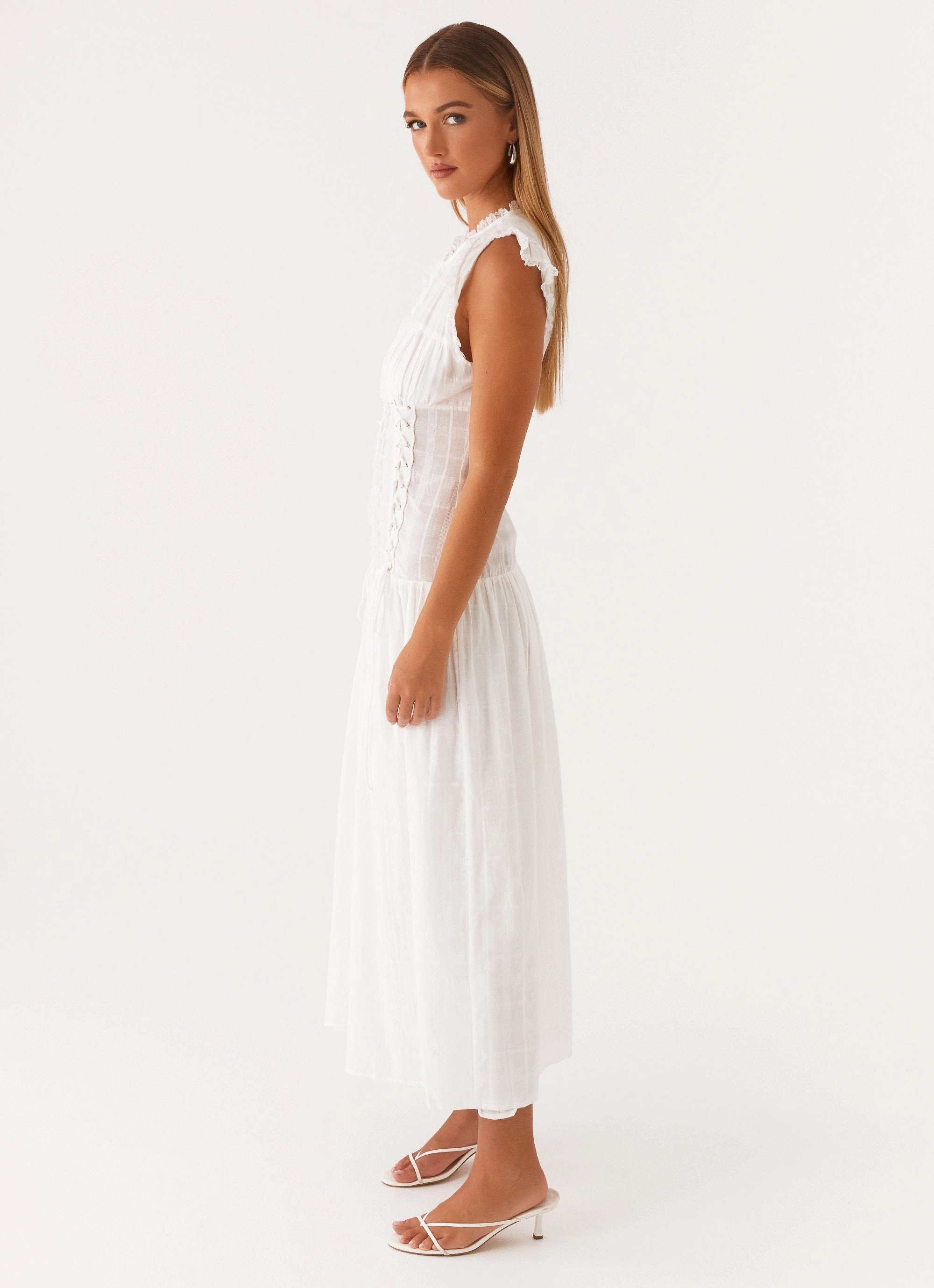 Genevieve Midi Dress - White Easy Layering Piece