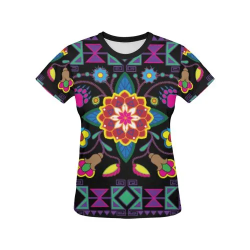 Geometric Floral Winter T-shirt for Women/Large Size (USA Size) (