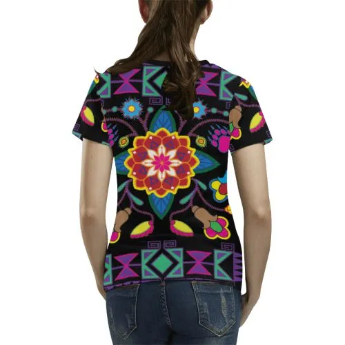 Geometric Floral Winter T-shirt for Women/Large Size (USA Size) (