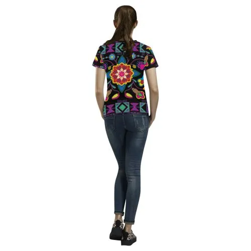 Geometric Floral Winter T-shirt for Women/Large Size (USA Size) (
