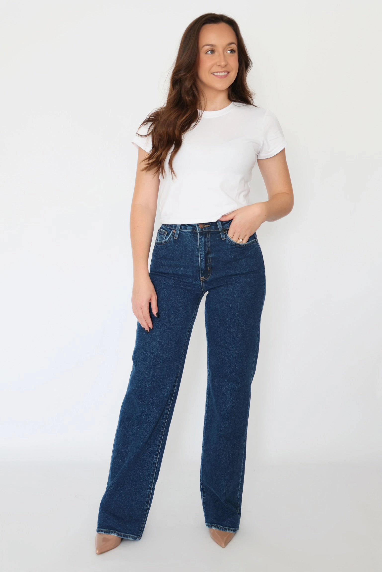 Georgia Relaxed Leg Denim Basic Long Sleeve