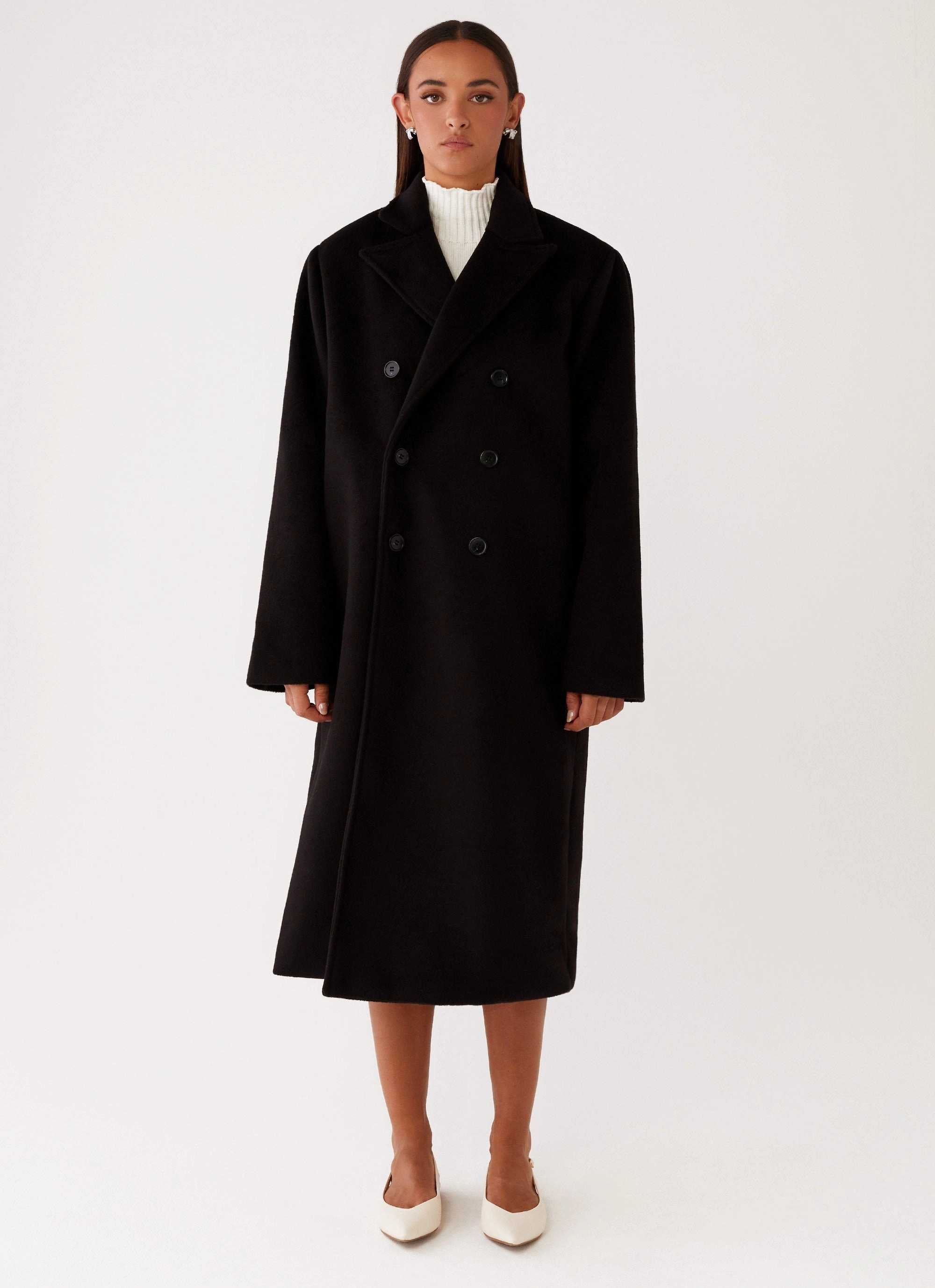 Gianni Double Breast Coat - Black Adjustable Hood