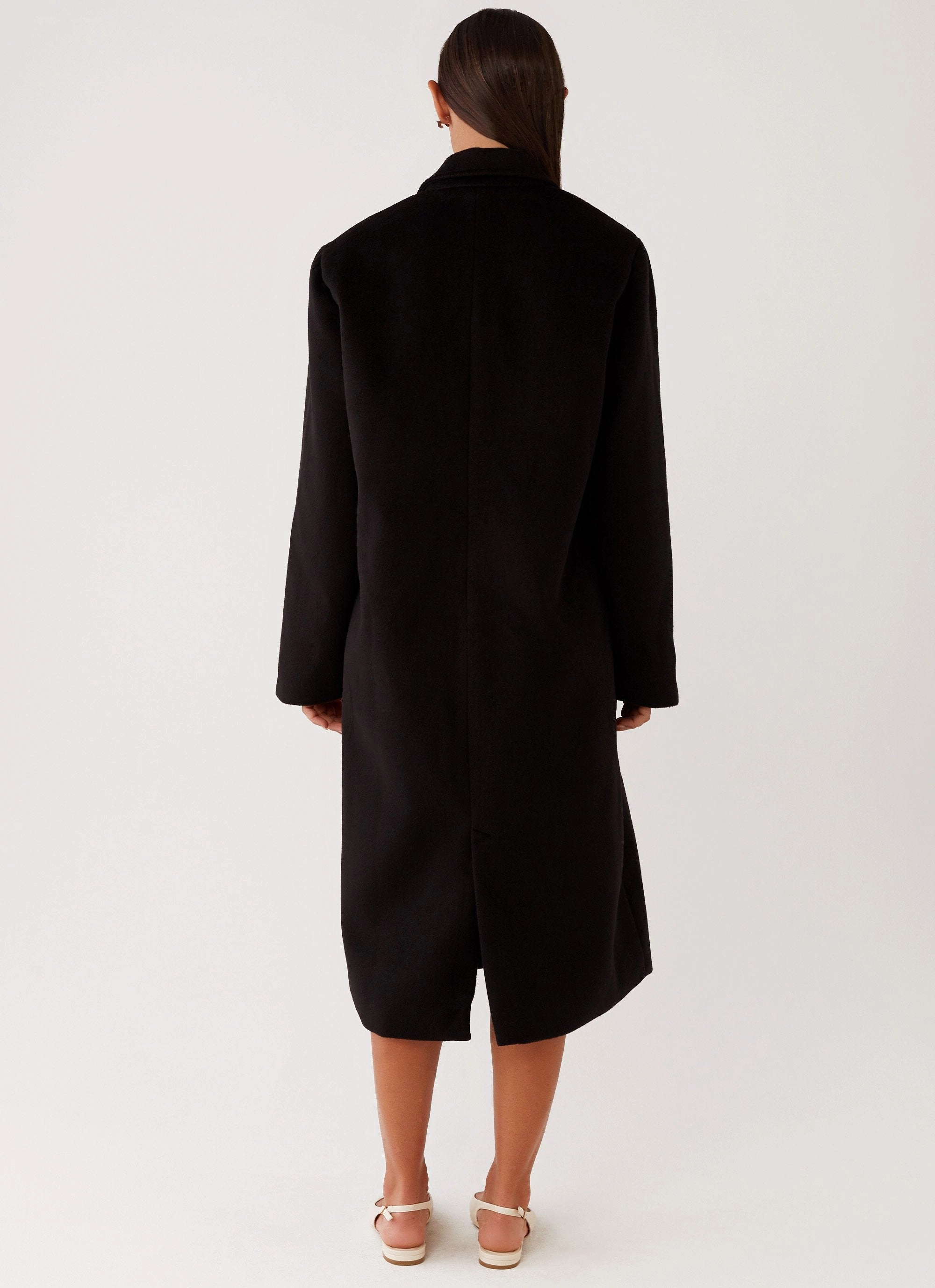 Primaloft Insulation Asymmetric Hemline Gianni Double Breast Coat - Black