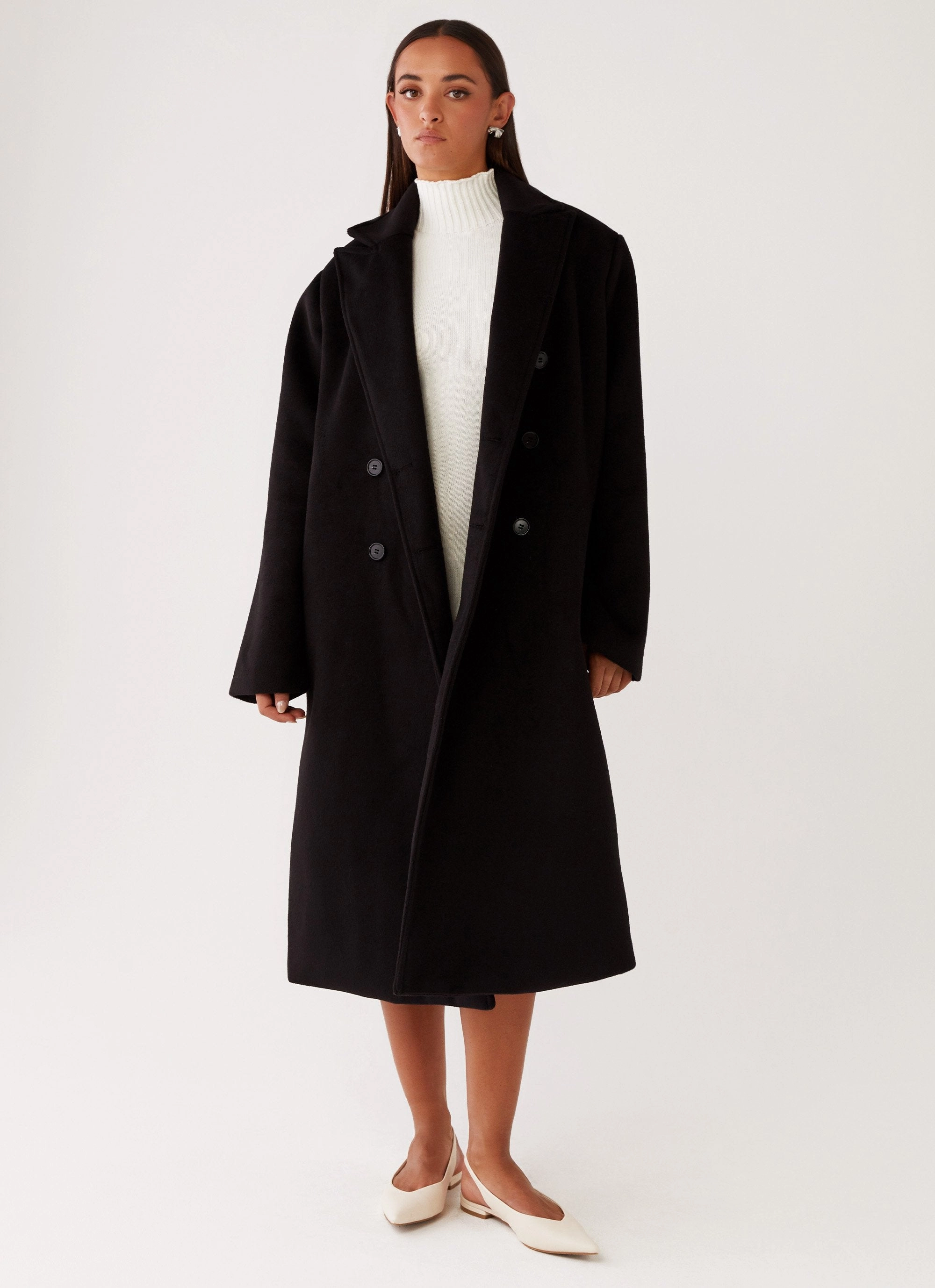 Heavyweight Durability Gianni Double Breast Coat - Black