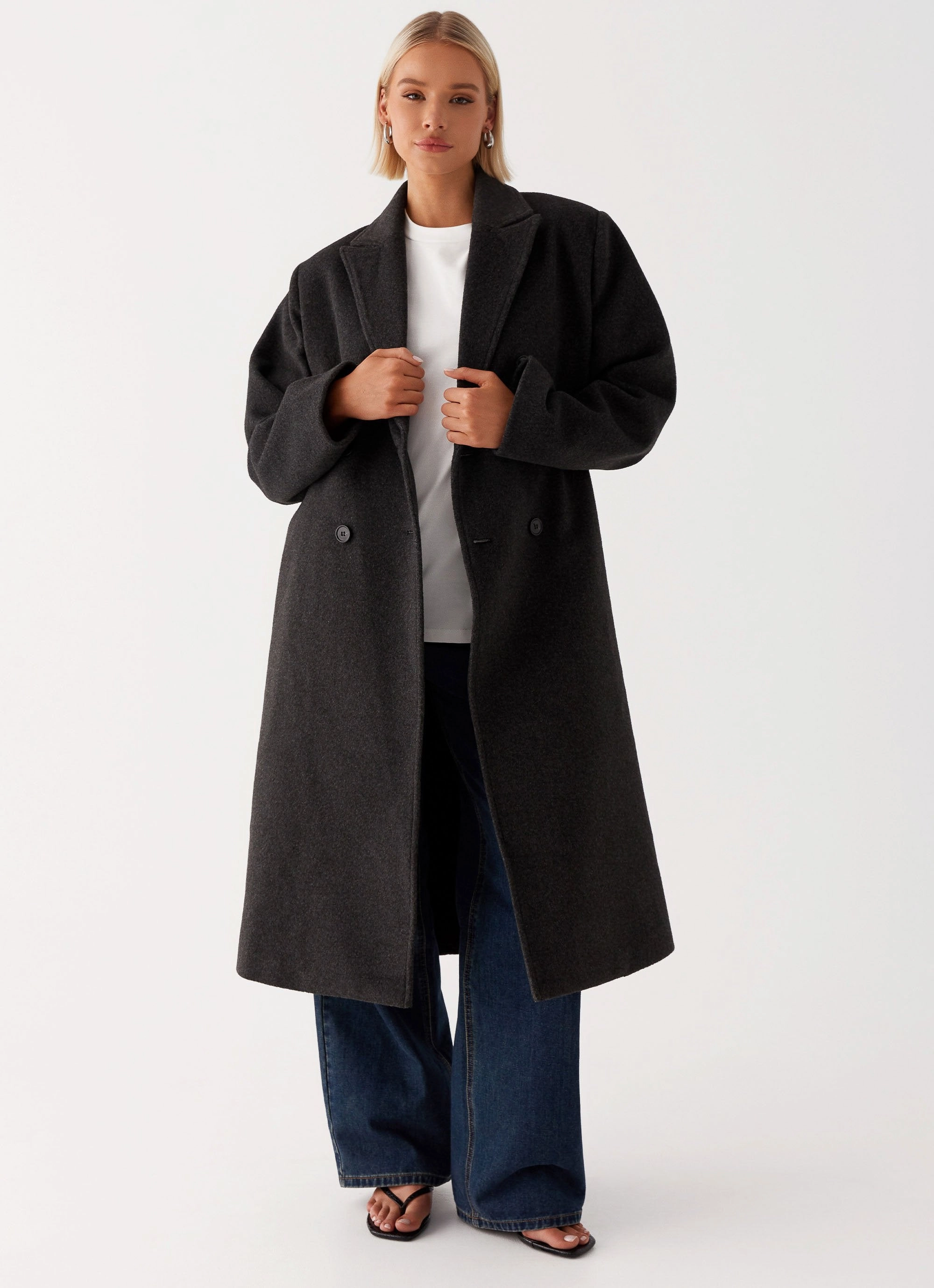 NonChafing Seam Placement Gianni Double Breast Coat - Charcoal