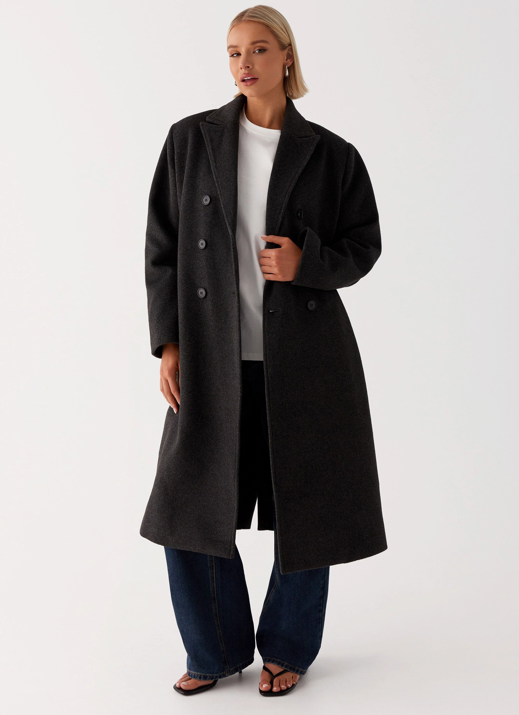 Eco Friendly Dye Gianni Double Breast Coat - Charcoal