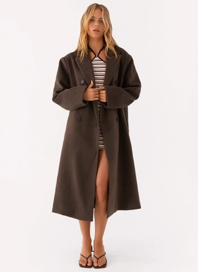 Gianni Double Breast Coat - Chocolate Clean Cut Silhouette Stretch Cloth Gianni Double Breast Coat - Chocolate