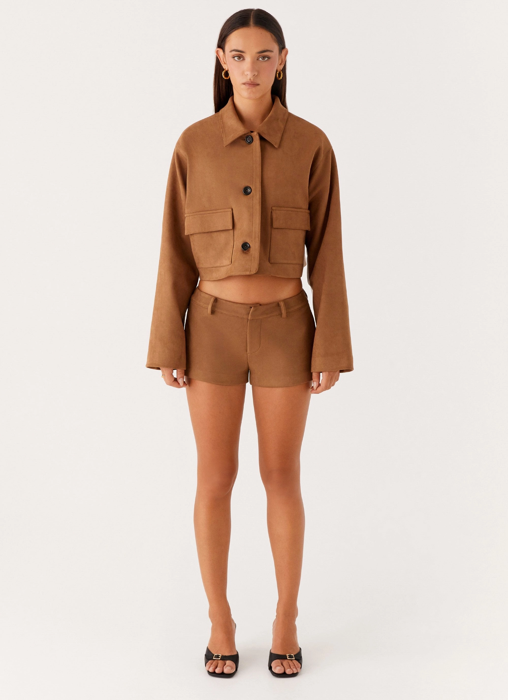 Teflon Finish Gio Crop Jacket - Brown
