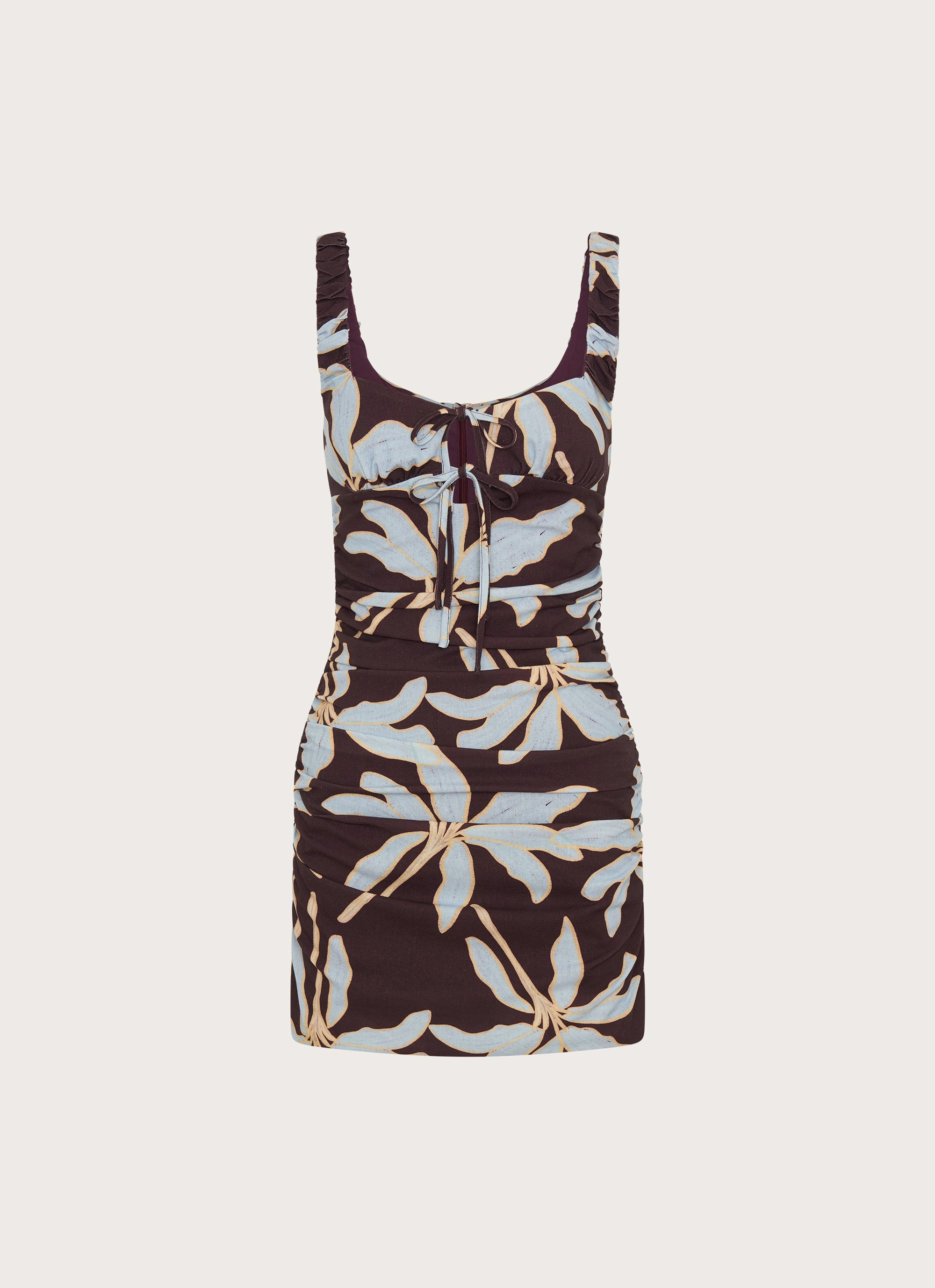 Trendy Fit Look Elastic Fit Sweet Melody Ruched Mini Dress - Opulent Brown