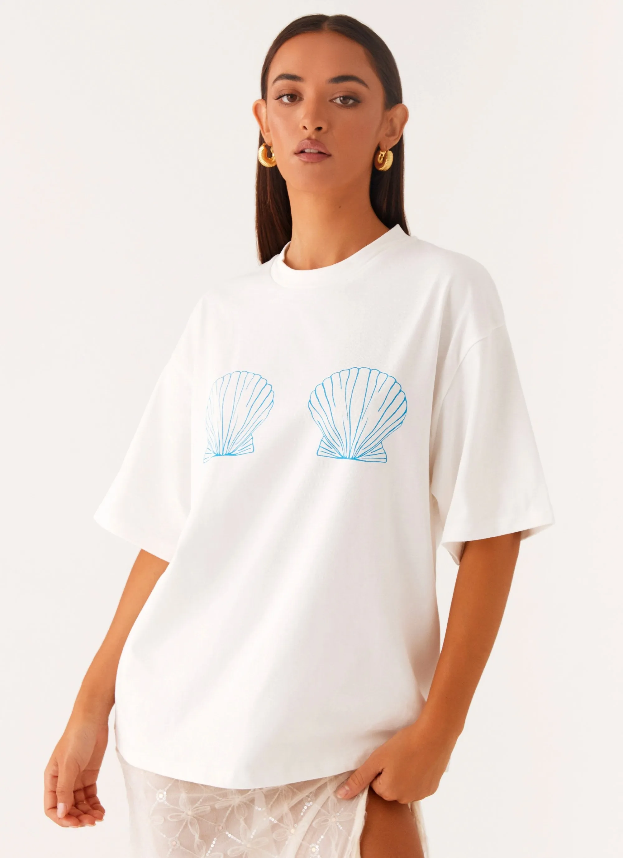 Active Wearable Classic and Comfy Born To Have Fun Oversized Graphic Tee - Blue Shell
