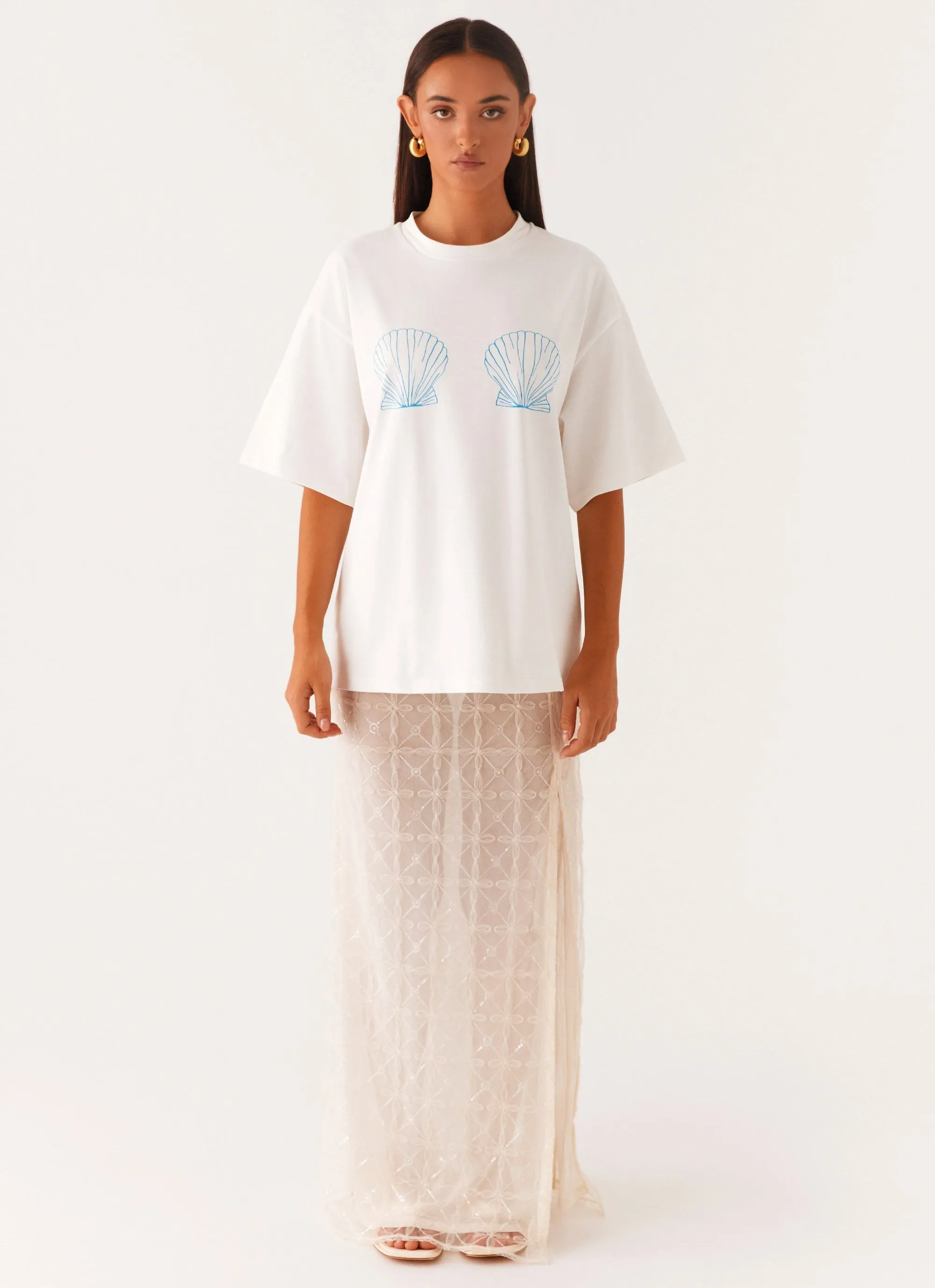 Versatile and Comfortable Born To Have Fun Oversized Graphic Tee - Blue Shell