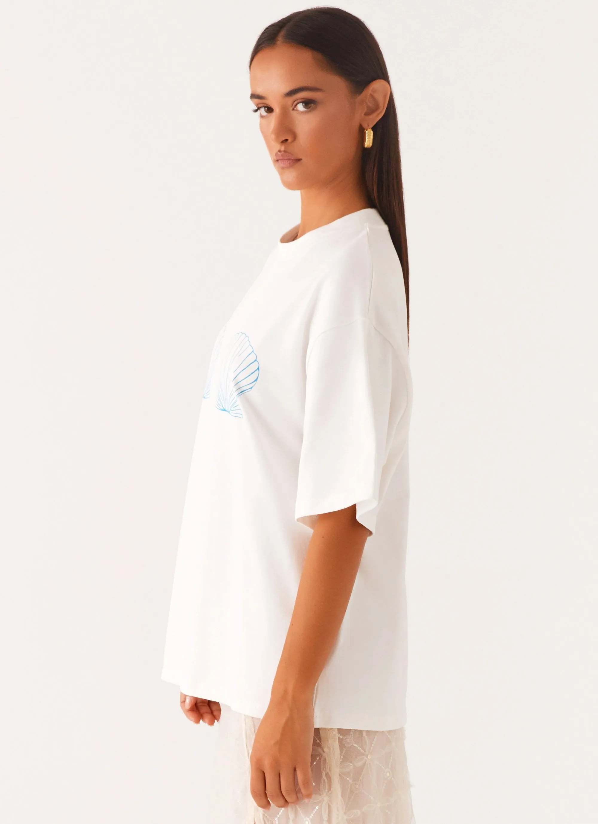 Born To Have Fun Oversized Graphic Tee - Blue Shell Cozy and Soft Casual Flex Wear