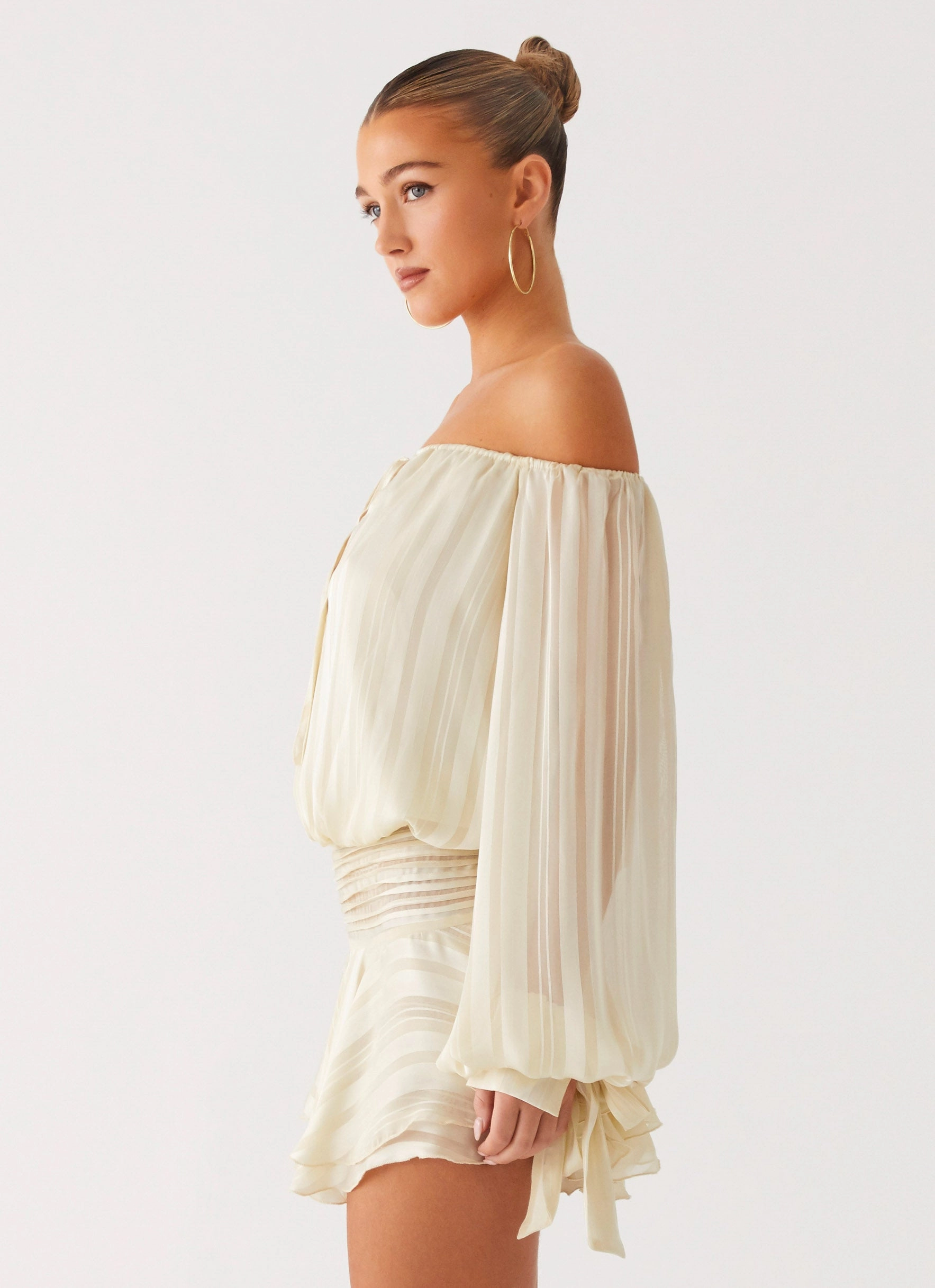 Flare Breeze Eira Balloon Sleeve Mini Dress - Ivory