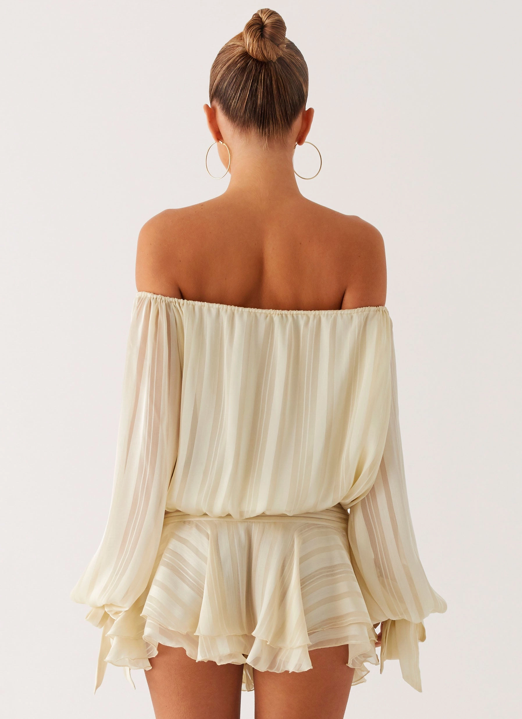 Eira Balloon Sleeve Mini Dress - Ivory Sophisticated Tailoring Effortless Waist Design