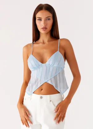 Glynne Frill Top - Baby Blue Abrasion Resistant Blend Glynne Frill Top - Baby Blue Elegant Cut