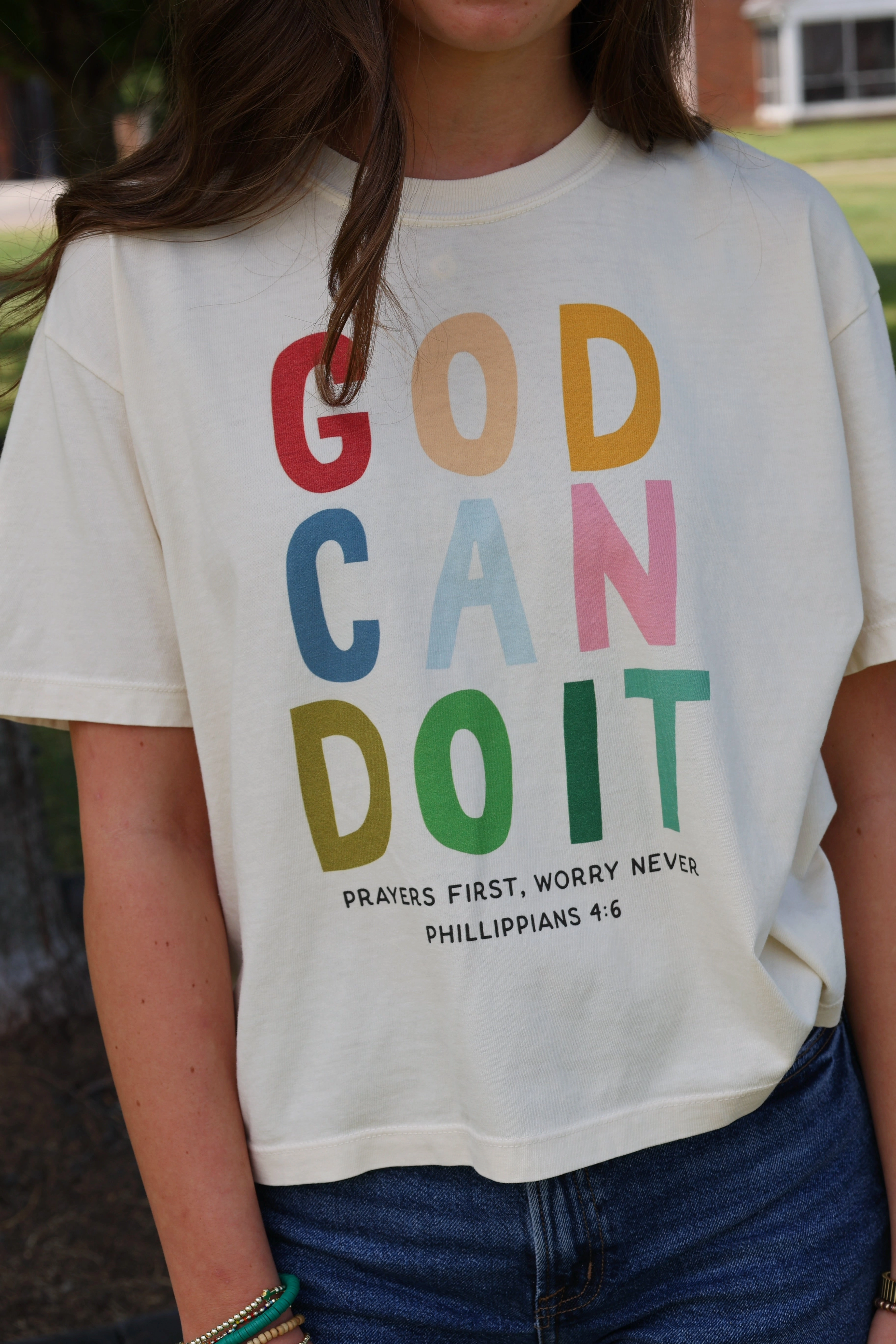 Adjustable Cuffs CarbonNeutral Production God Can Do It Tee