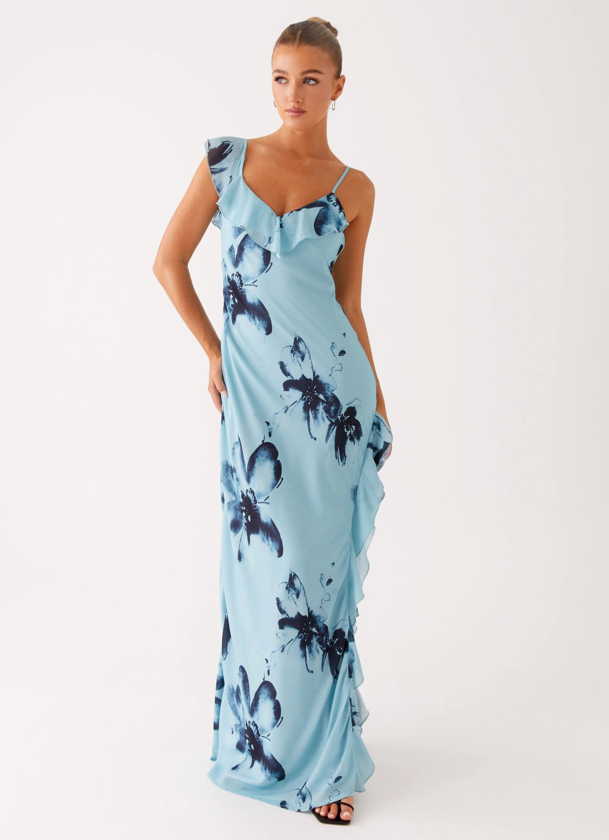 Goldsmith Maxi Dress - Blue Black Floral Layered Form