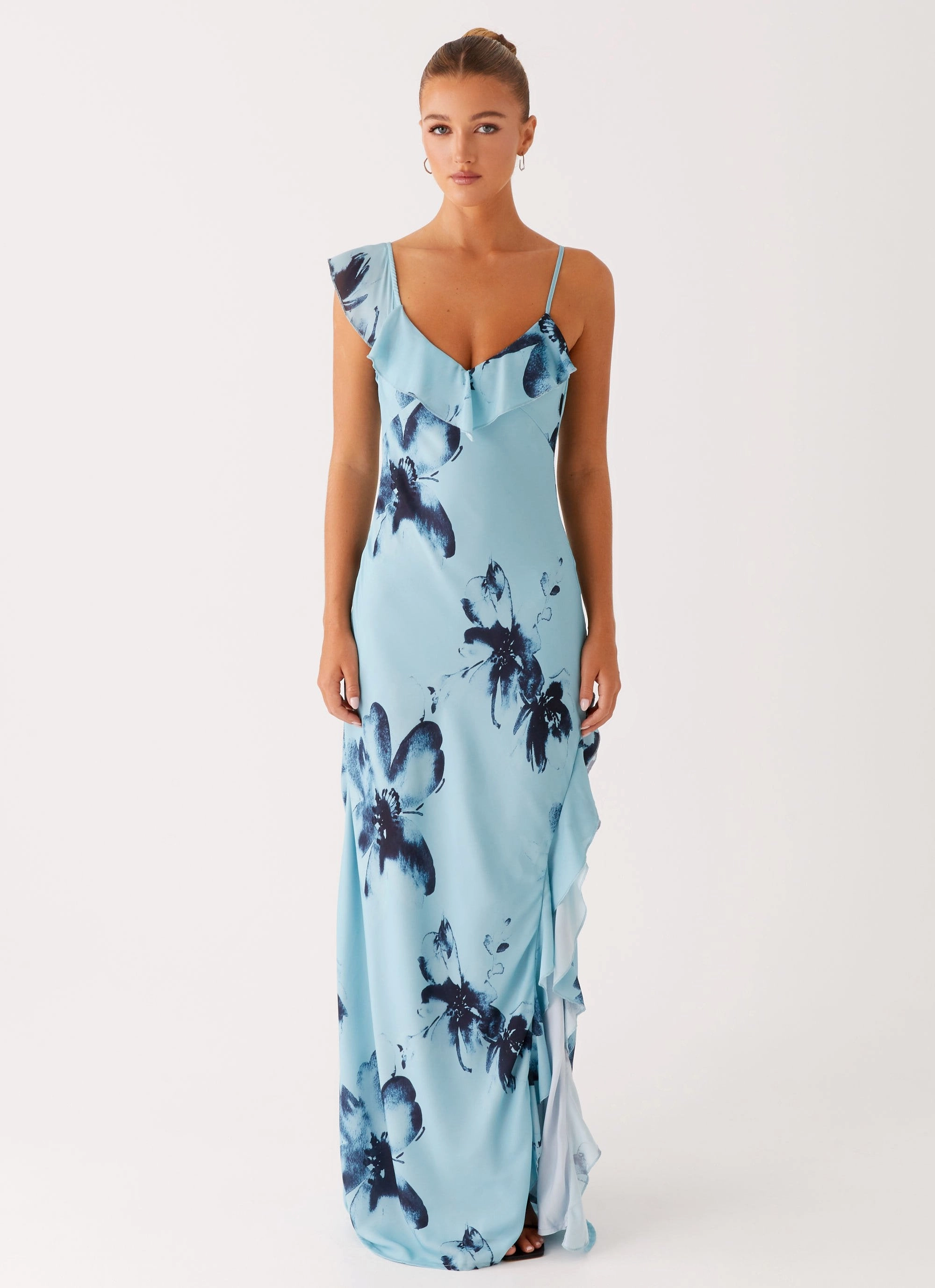 Goldsmith Maxi Dress - Blue Black Floral Artistic Shape