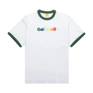GOLF WANG Happy Logo Ringer Tee 'White/Green', white