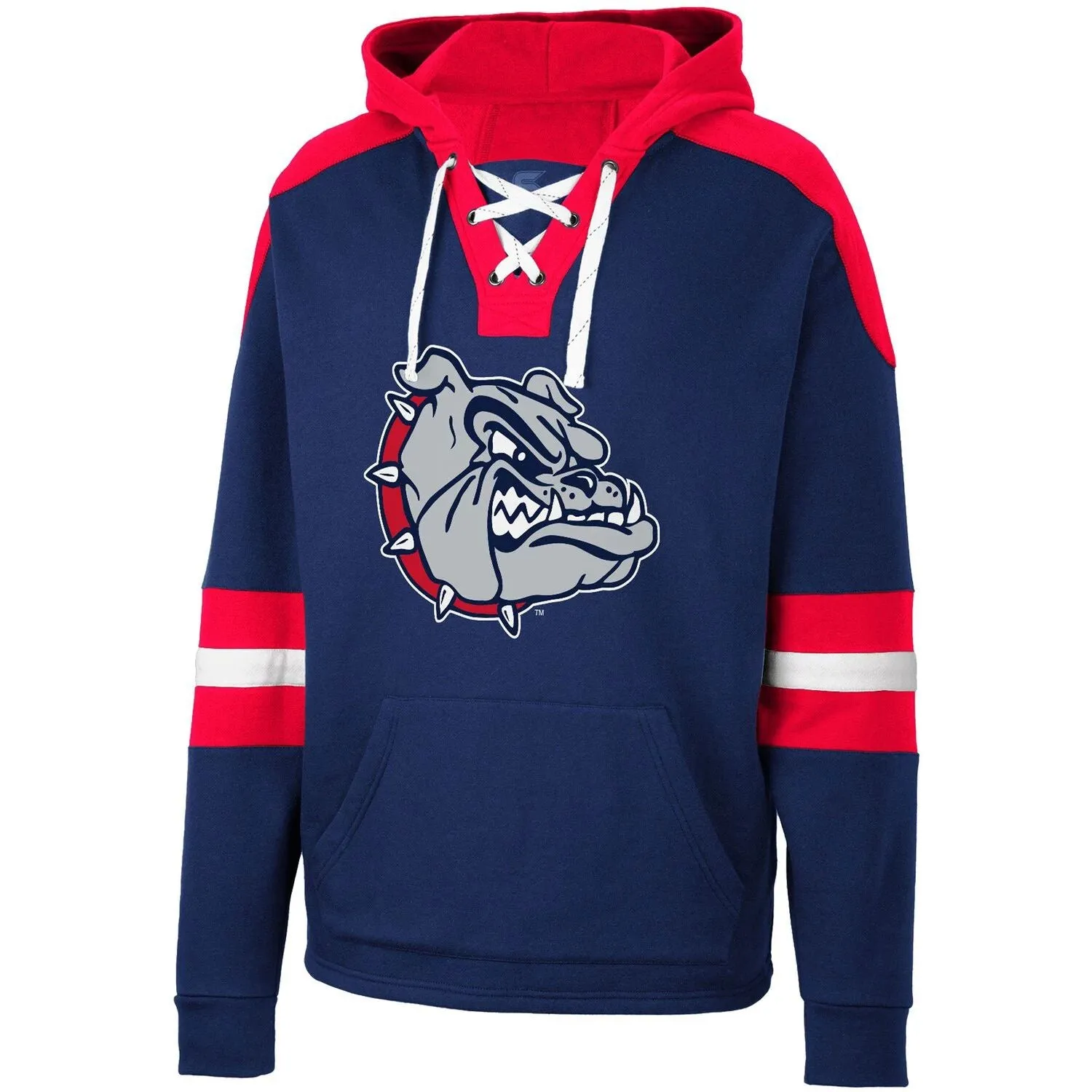 Gonzaga Bulldogs Men's Navy Blue Lace-Up Pullover 4.0 Colosseum Hoodie