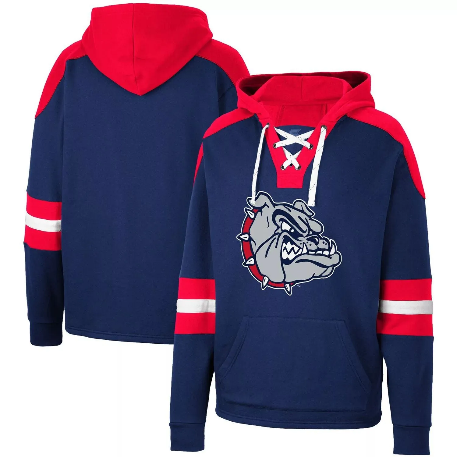 Gonzaga Bulldogs Men's Navy Blue Lace-Up Pullover 4.0 Colosseum Hoodie
