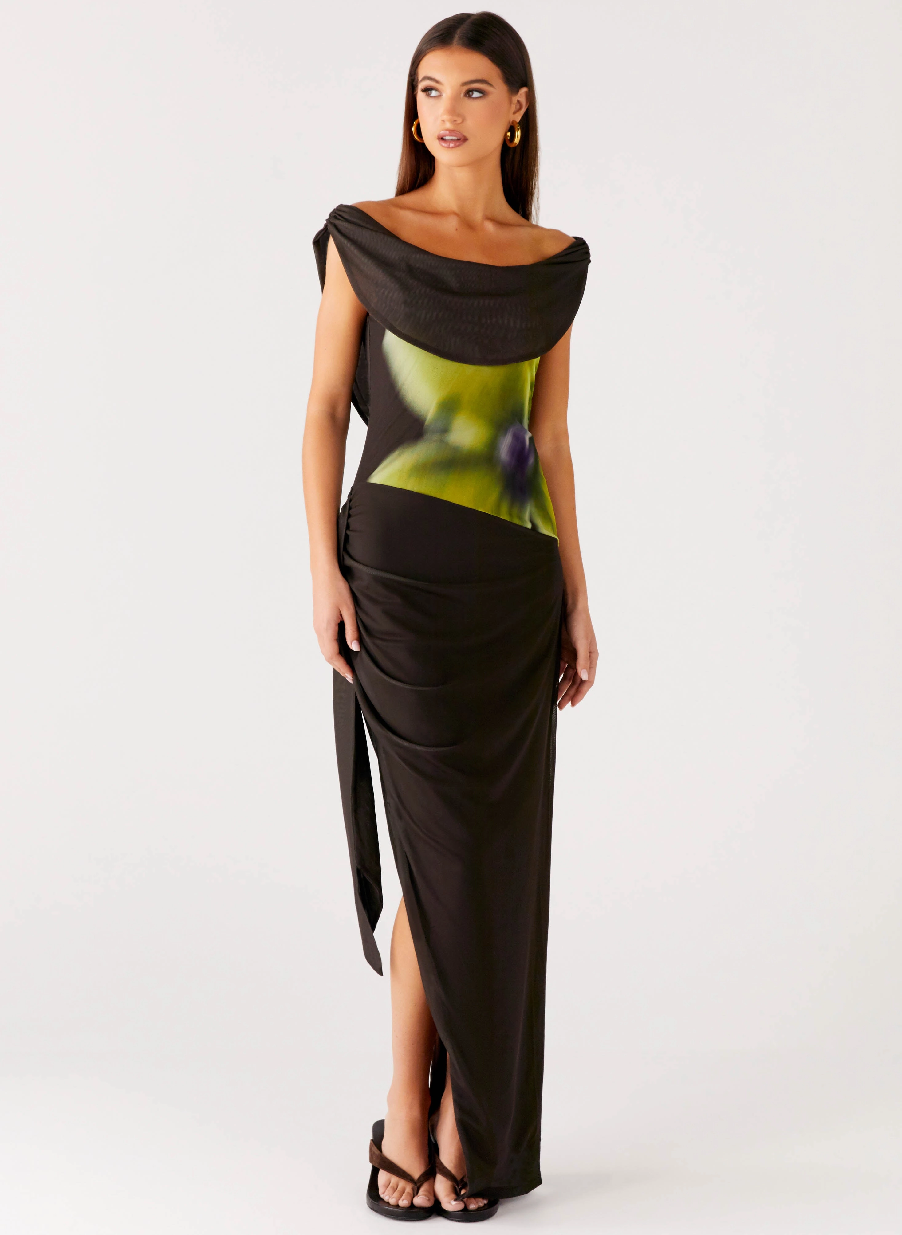 Good Fortune Maxi Dress - Lime Flower Stylish party wear