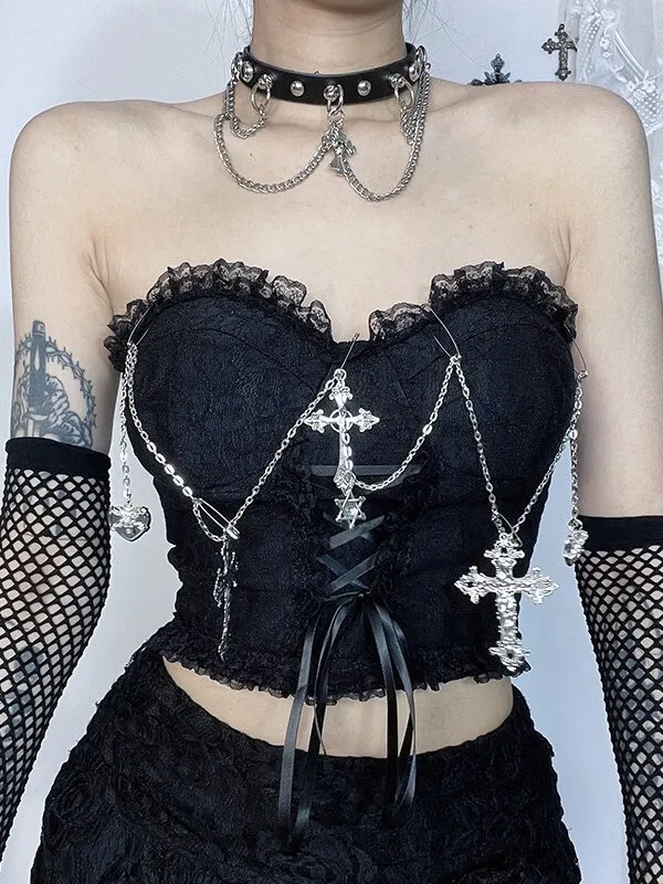 Gothic cross chain corset