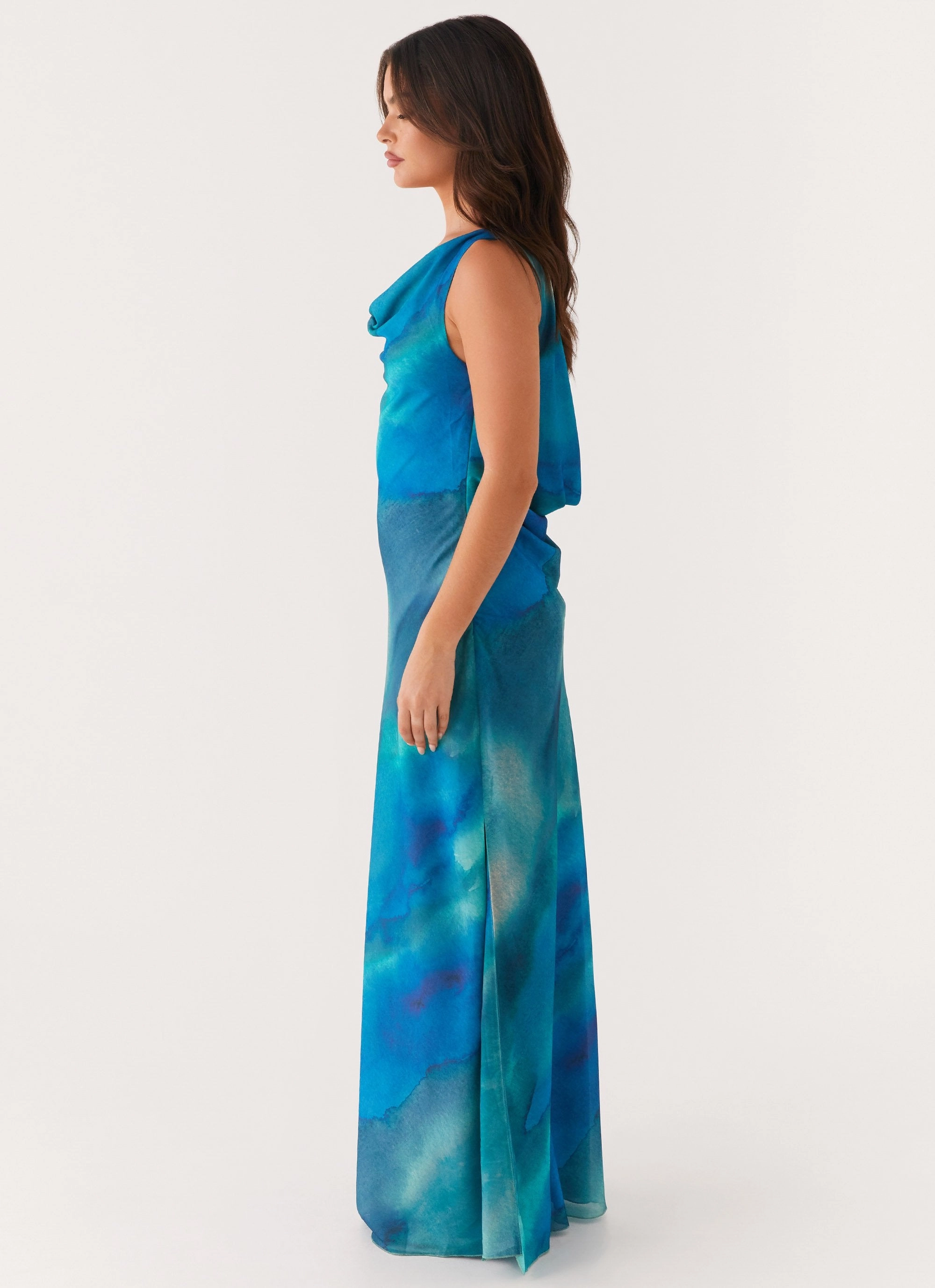 Natural Aesthetic Light Cloud Carelle Maxi Dress - Blue Tie Dye