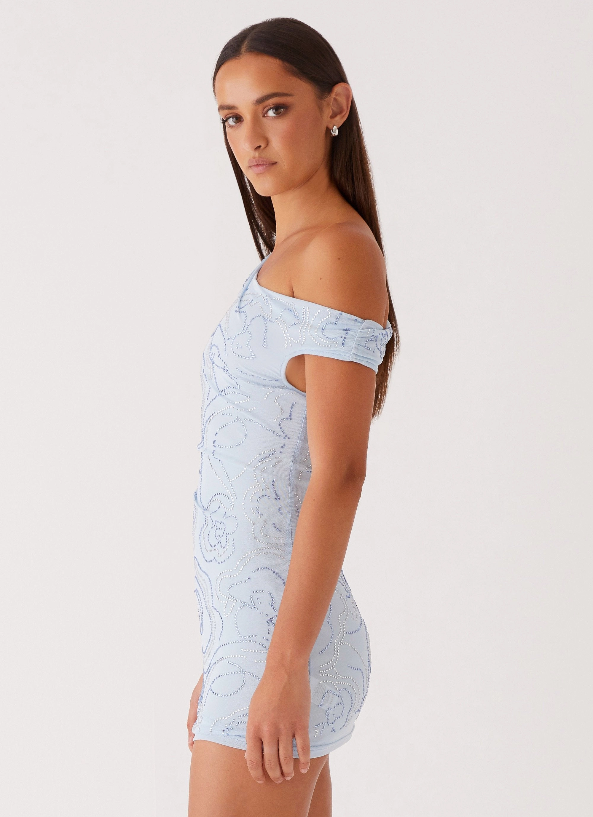 Mountain High Mini Dress - Blue Glossy-Finish