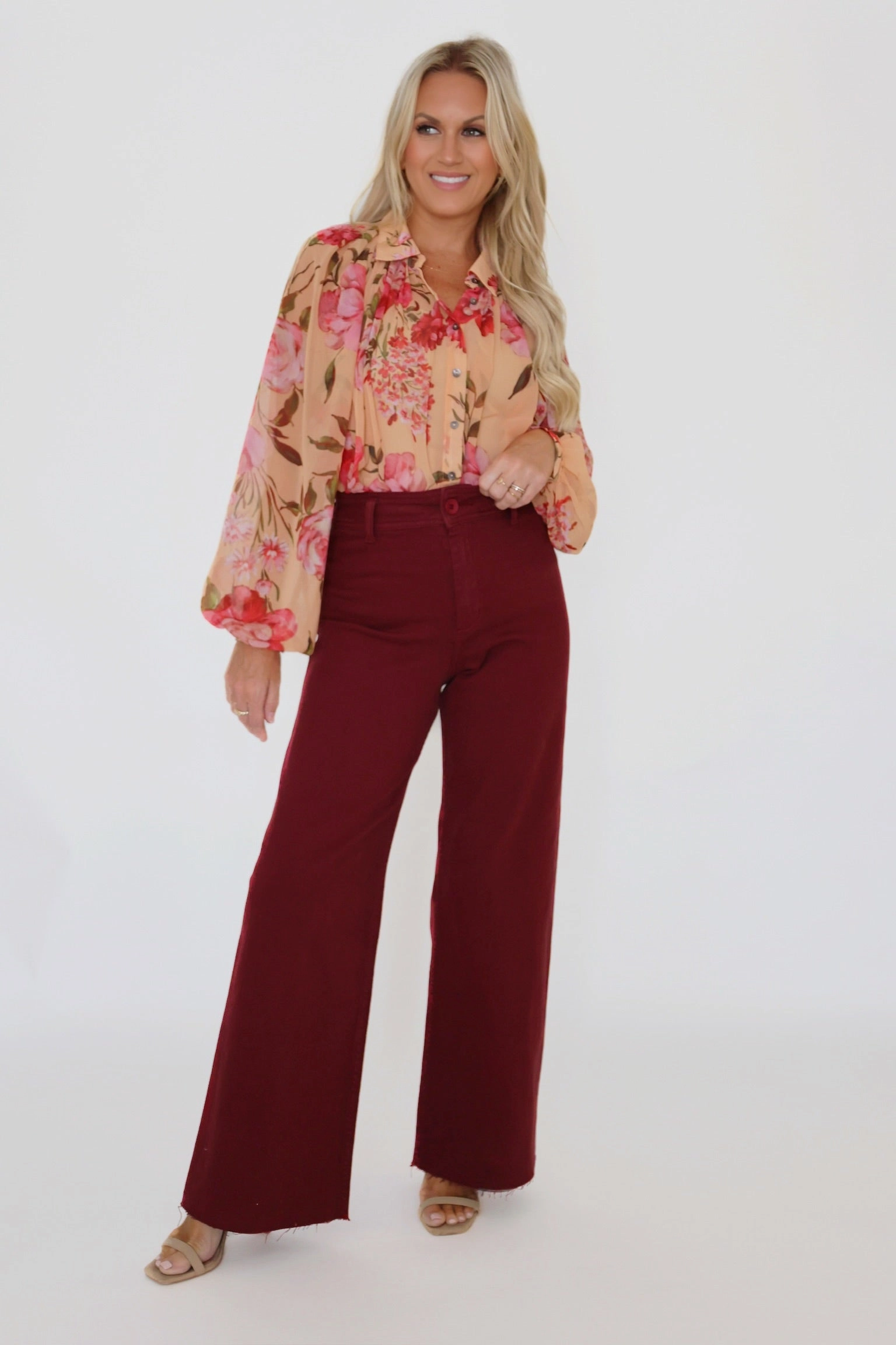 Gracie Floral Top Formal Shirt LightweightTexture