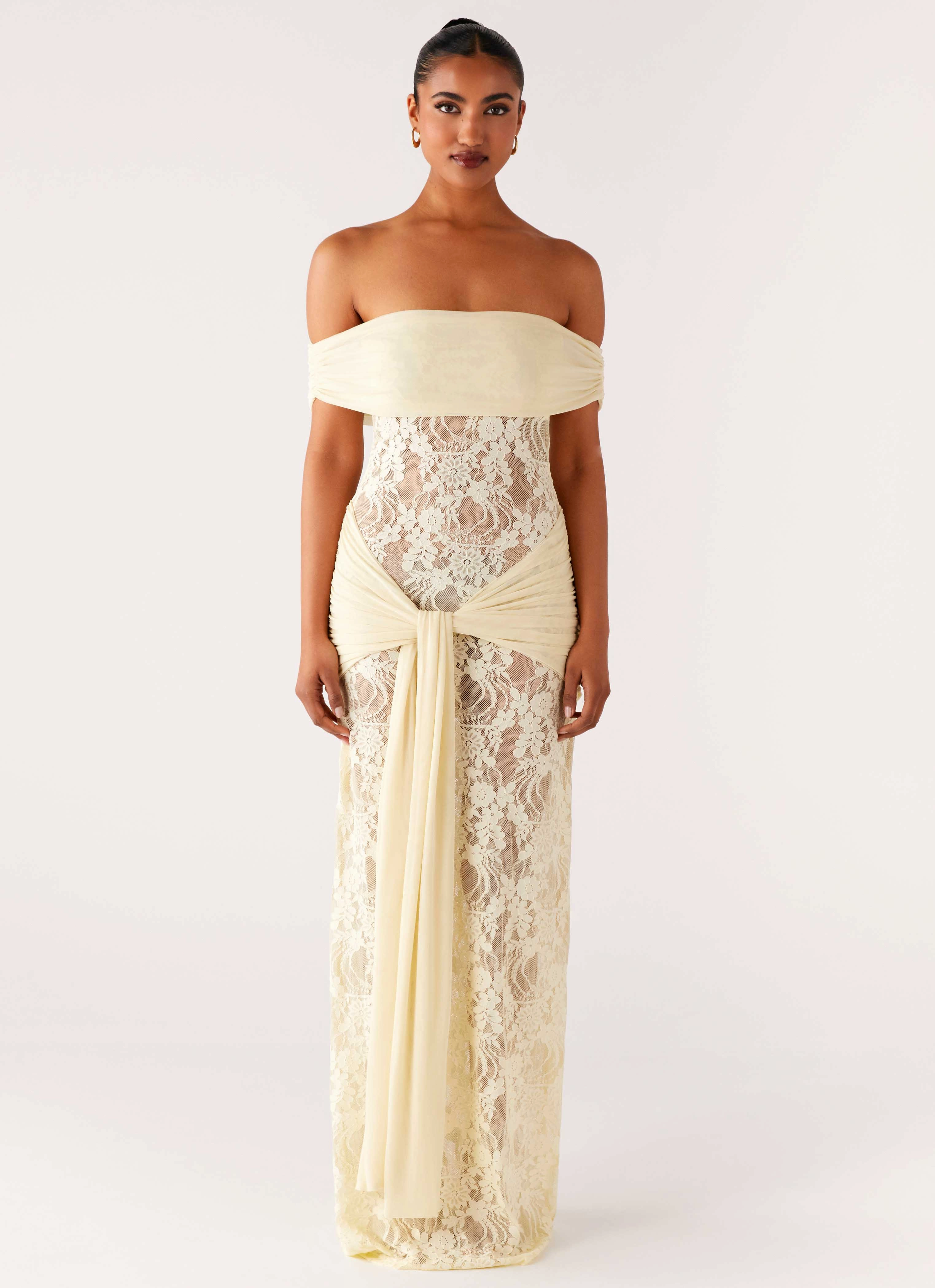 Natural Form Stylish Silhouette Gracie Twist Maxi Dress - Yellow