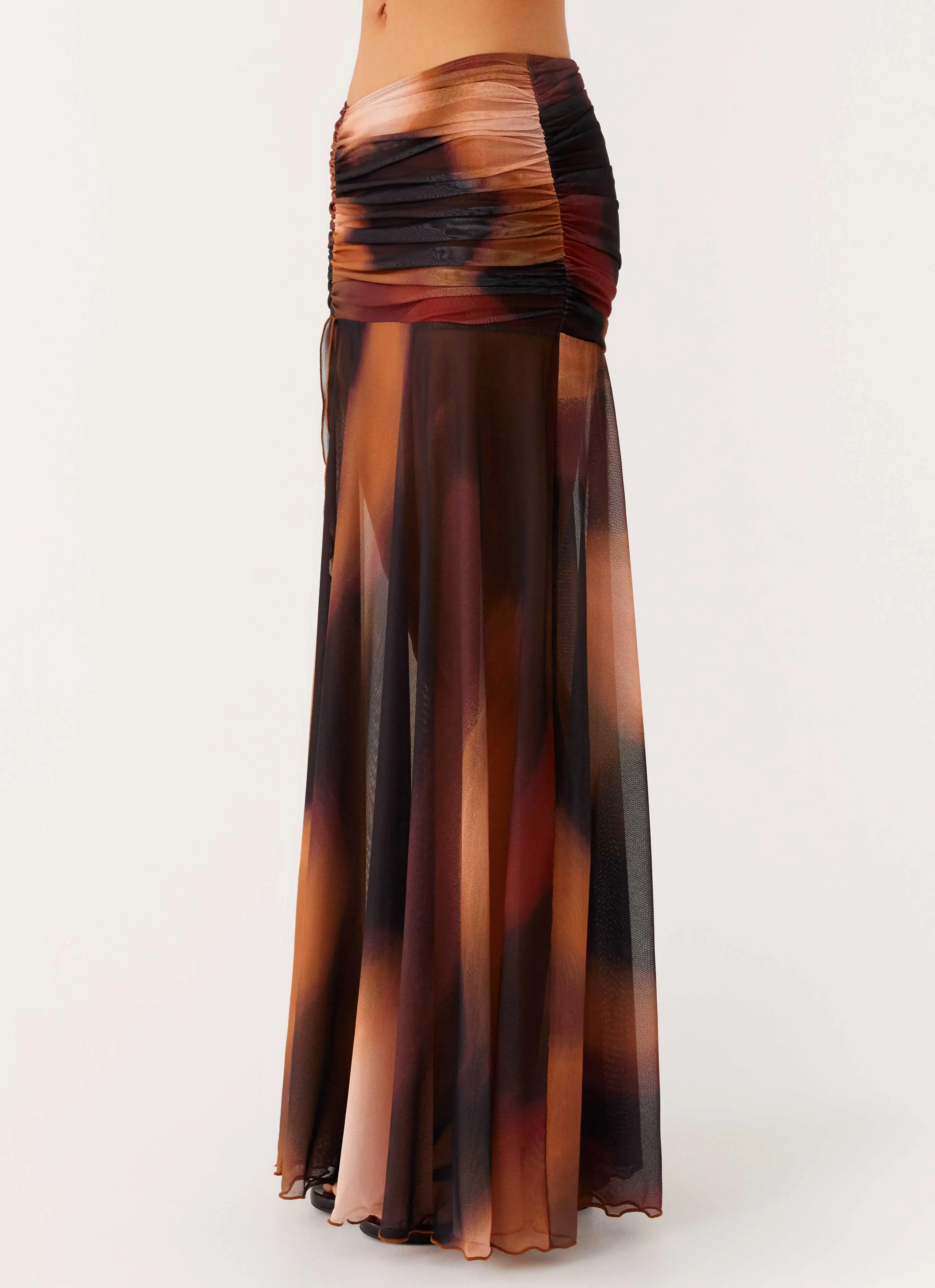 Stargazer Mesh Maxi Skirt - Black Gradient Comfy Style
