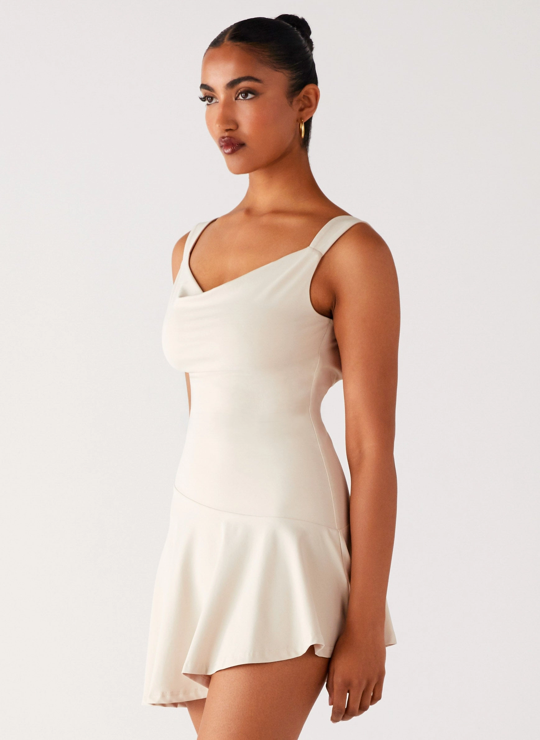 windproof Soft Tone Dune Whisper Mini Dress - Ivory