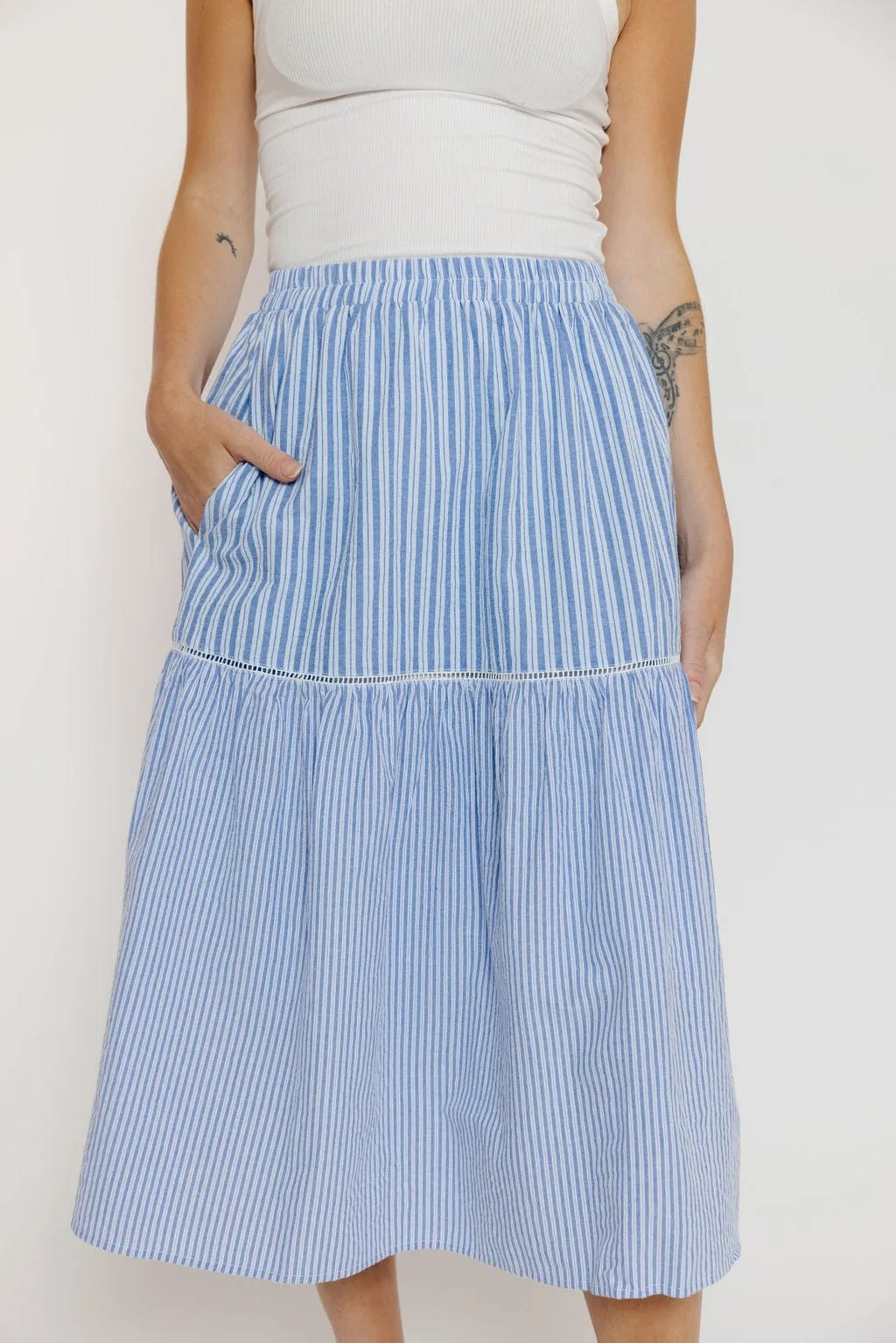 Gravity Skirt in Blue Stripe