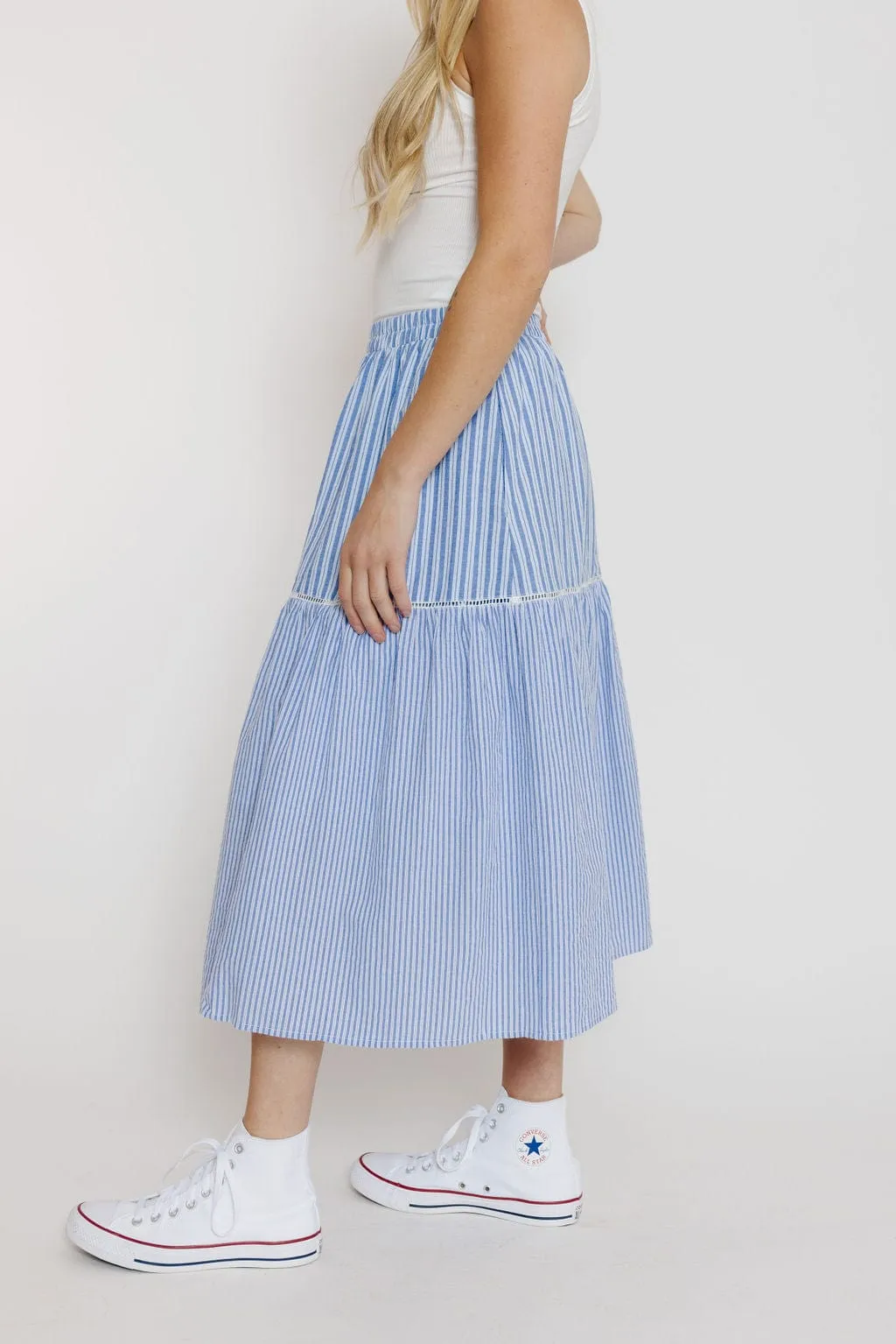 Gravity Skirt in Blue Stripe