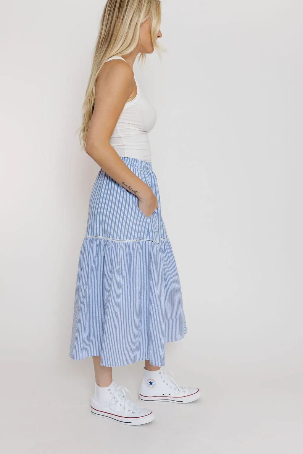Gravity Skirt in Blue Stripe