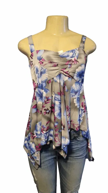Gray Floral Babydoll Tank Top