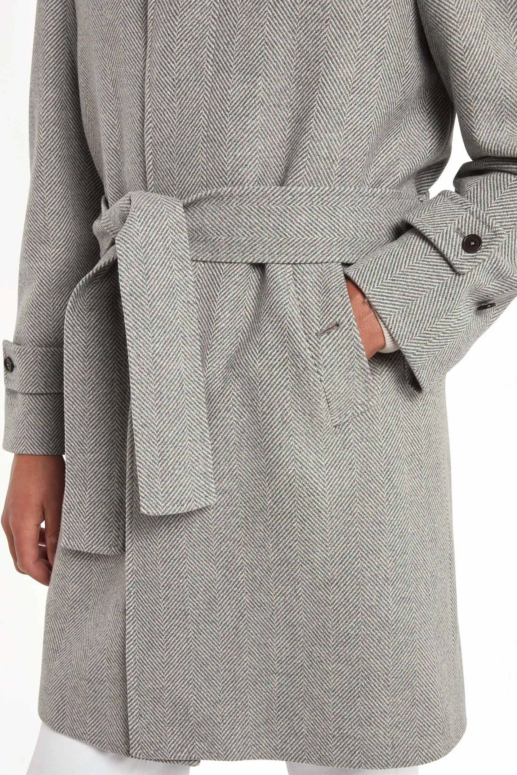 Grey herringbone raglan coat ?C Made in Italy