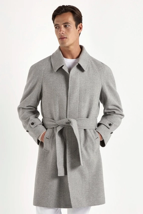 Grey herringbone raglan coat ?C Made in Italy