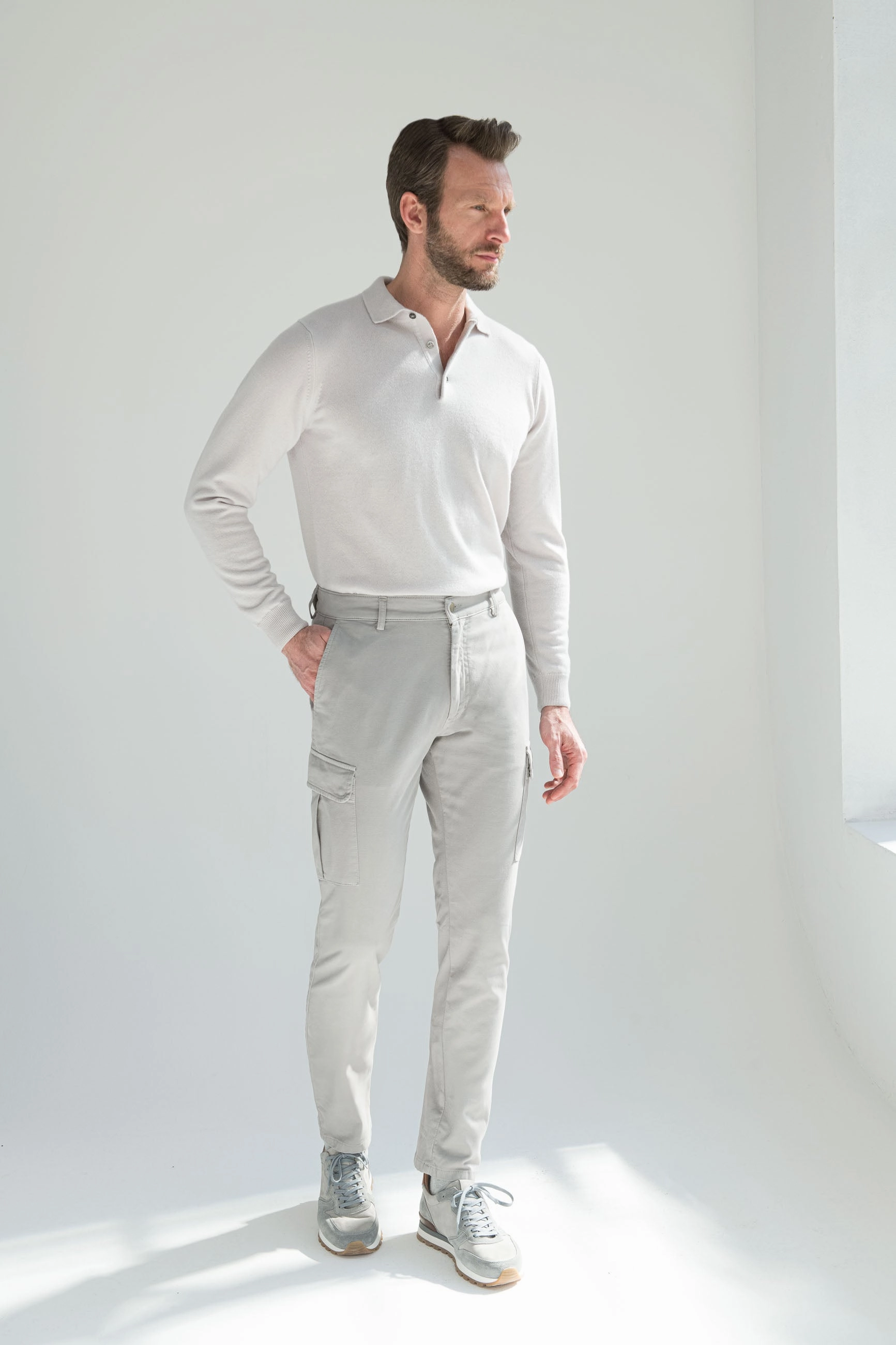 Grey stretch canvas cargo - Made in Italy