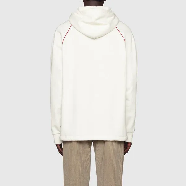Gucci Hooded Sweatshirt With Web & Gucci Label 'Ivory', ivory/green/red