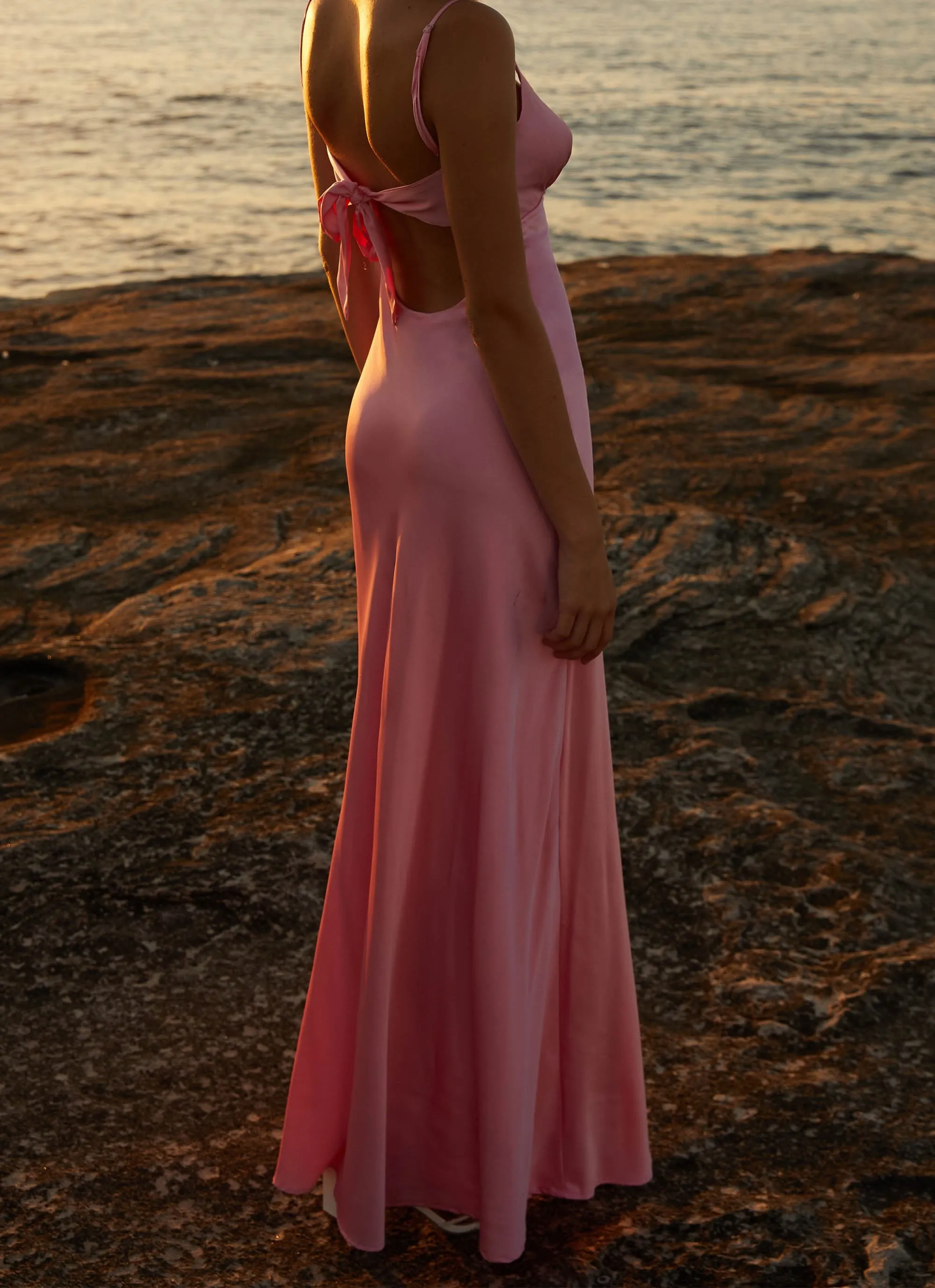 Flora Satin Maxi Dress - Candy Breathable Cotton