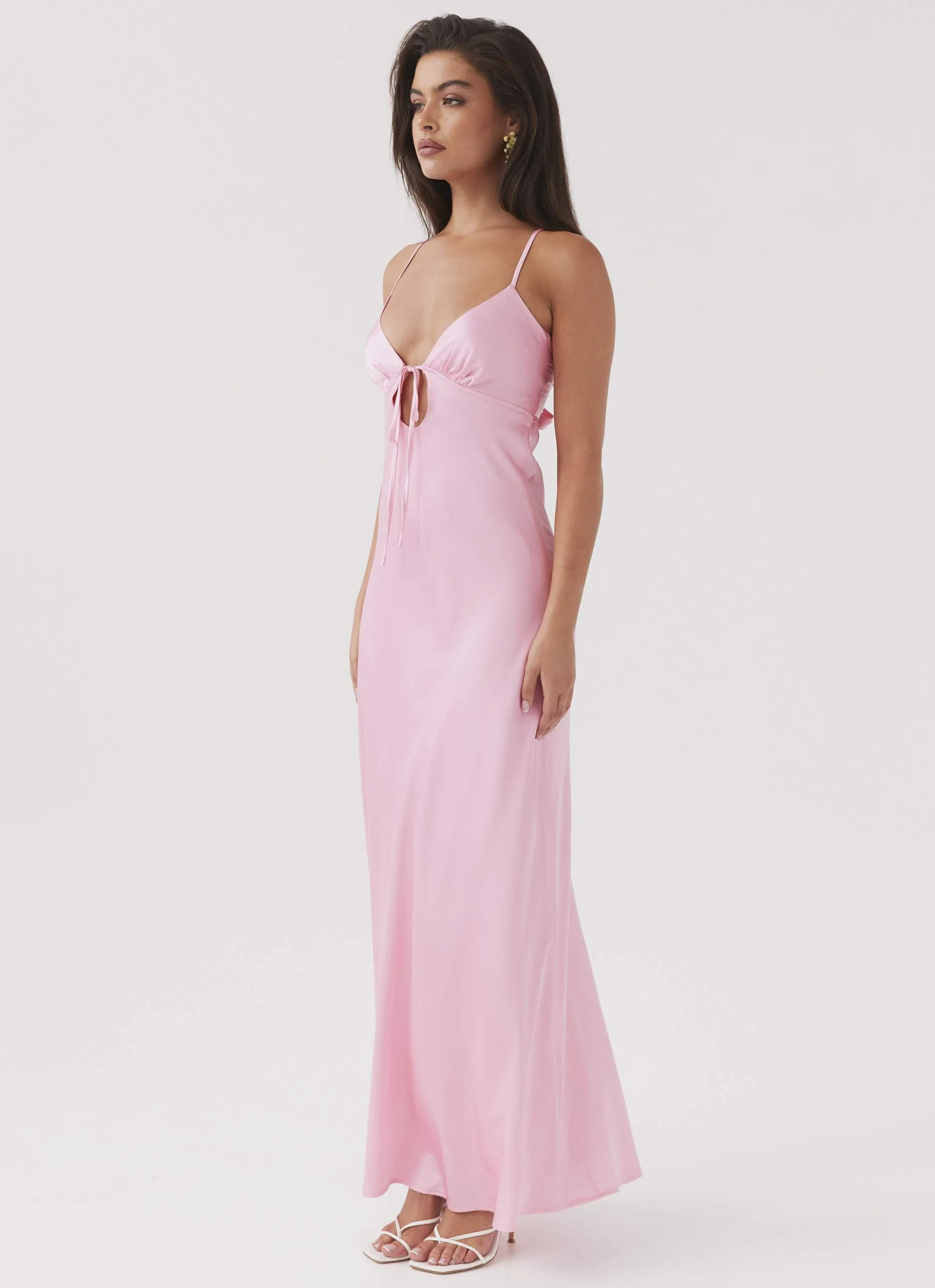Flora Satin Maxi Dress - Candy Soft Touch Fabric Customizable Design