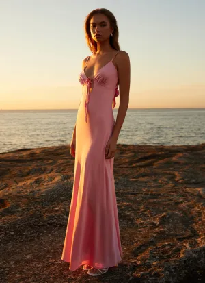 Flora Satin Maxi Dress - Candy No Slip Shoulder Grips