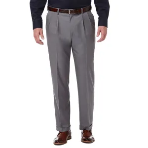 Haggar Mens Regular fit Dress Pants 36 / 31 Grey Solid Stretch