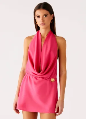 Halia Cowl Mini Dress - Watermelon cruelty-free Seasonal Trend Sporty Look Halia Cowl Mini Dress - Watermelon