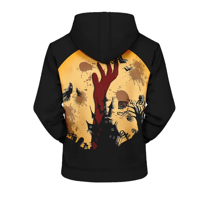halloween hoodies Casual Scary Halloween 2019 Slim Fit sweatshirt Top Moon Night Castle