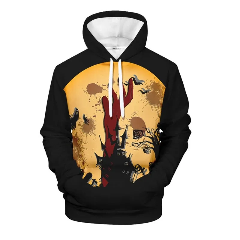halloween hoodies Casual Scary Halloween 2019 Slim Fit sweatshirt Top Moon Night Castle
