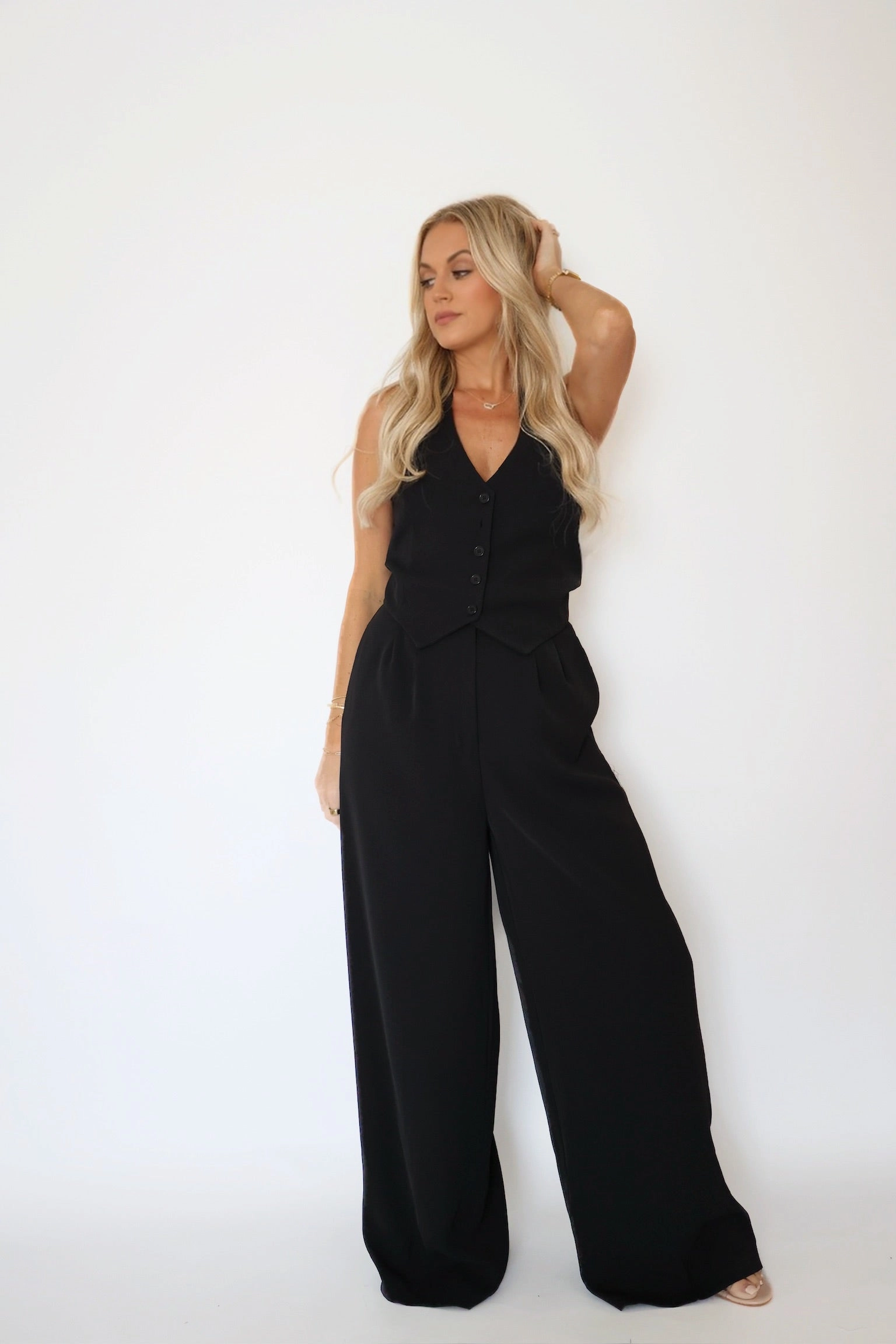 Halston Jumpsuit Ergonomic Pattern Design Sporty Blouse