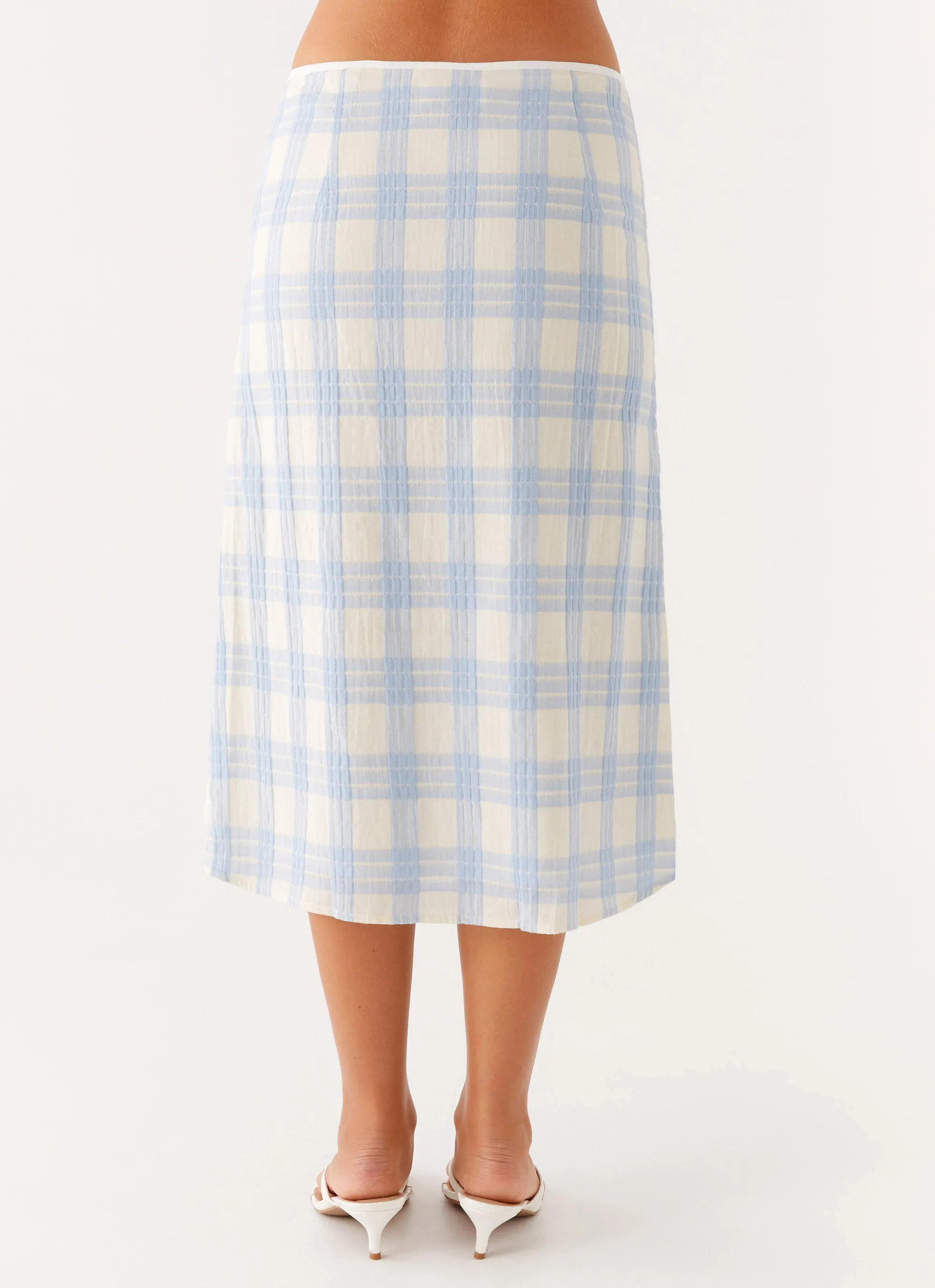 Esther Midi Skirt - Blue Check Seersucker Senior Style